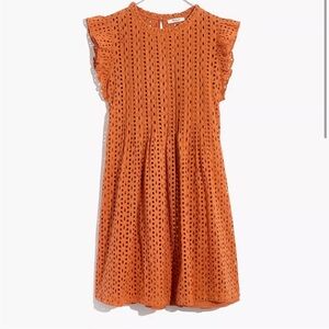 Madewell, peachy/orange dress, knee length dress